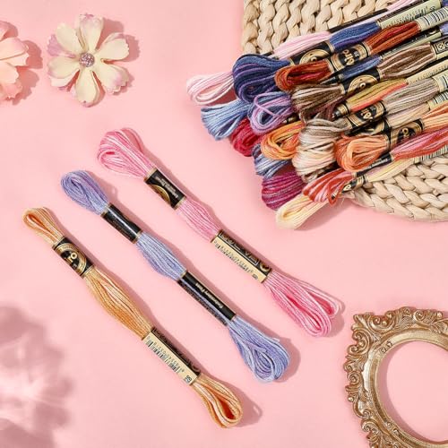6 Strands Variegated Rainbow Embroidery Floss for Hand Sewing - color: Mixed Color