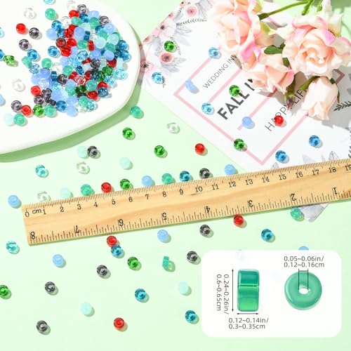 BEEFLYING 1.59oz (45g) Assorted Glass Seed Beads 6~6.5mm×3~4mm Mixed Flat Round Bulk Small Spacer Seed Beads for Jewelry Making Necklace Bracelet Earring DIY Craft Sewing Home Decor