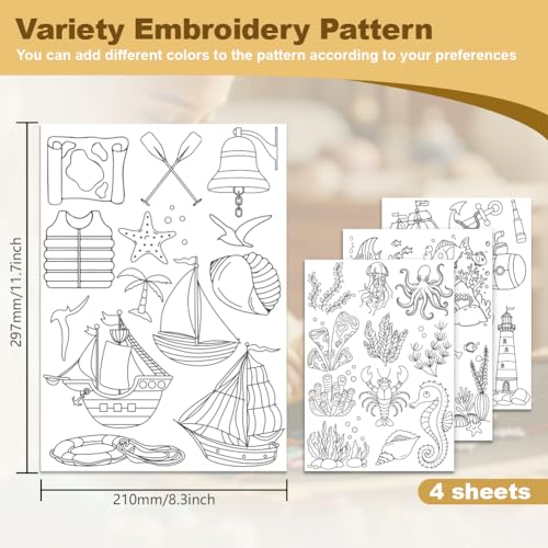 38Pcs Ocean Elements Water Soluble Hand Sewing Stabilizers