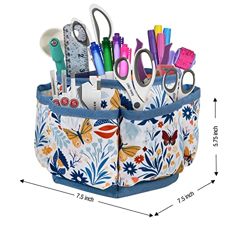 SINGER 360 Rotating Sewing Organizer Caddy, Butterfly Floral Desk Storage