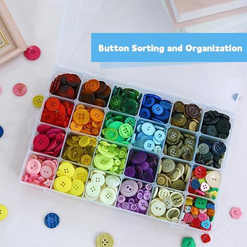 2pack 24-Grid Clear Plastic Bead Organizer Box with Adjustable Dividers