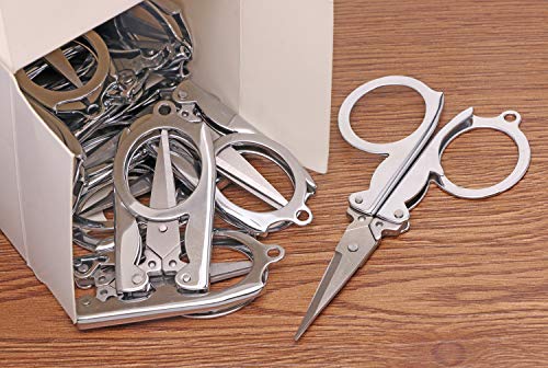 Shapenty Stainless Steel Folding Portable Travel Scissors Small Pocket Foldable Paper String Craft Shred Scissors, 15 Pack