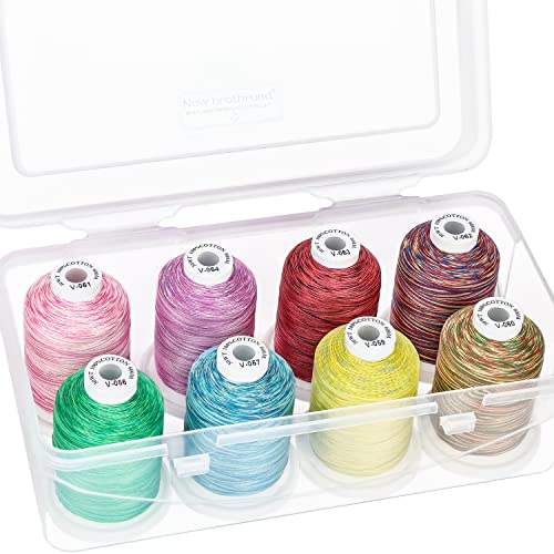 New brothread 100% Mercerized Cotton Thread with Box -8 Variegated Colors 1 - color: 8 X Variegated Colors-1