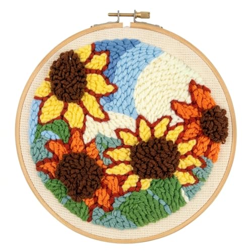 Meoe&heome Punch Needle Kit for Beginners, DIY Embroidery Set with 20+ Patterns(Sunflower) - color: Sunflower