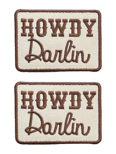 Howdy Darlin Patch, 3" x 2.25", Embroidered Iron-On for Hats, Bags, Jackets, 2-Pack - color: Howdy Darlin