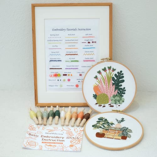 HAND U JOURNEY Embroidery Stitch Kit, 28 Stitches, 2 Plant & Home Themes - color: Basic kit-01