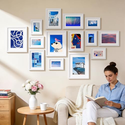 HappyHapi 8x10 Picture Frames Set of 10, Wall or Tabletop Display, White - color: White, size: 8x10 inch