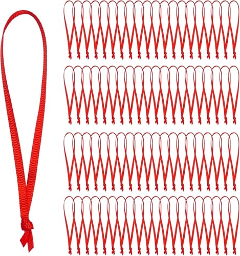 100Pcs Christmas Ornament Ribbon Hangers, Hand Tied Christmas Ornament String Ribbon Loops for Ornament Hanging Christmas Tree Hanging Decorations Red, and DIY Crafts, Red Ribbon Ornament Hangers