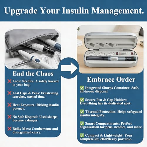 Insulin Pen Case, Portable Travel Cooler for Diabetic Supplies - color: Gray