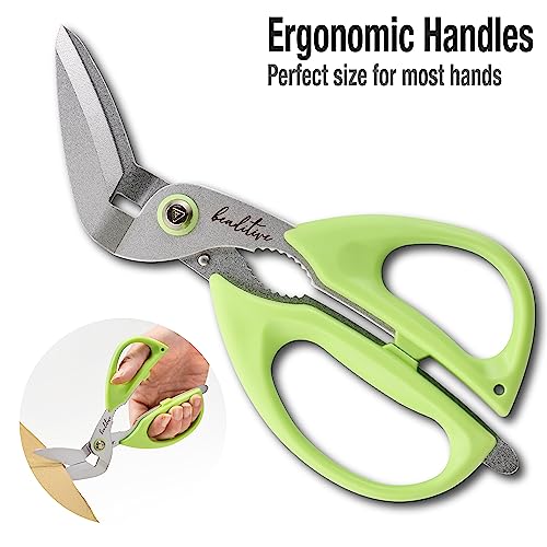 Beaditive Heavy Duty Multipurpose Angled Craft Scissors 7" - Japanese Stainless Steel, Serrated Blade - Craft Shears for Cardboard, Plastic, Leather, Fabrics, and Packaging