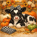 Highland Cow Pumpkin Diamond Painting Kits for Adults, Autumn Diamond Art - color: KM1294-1