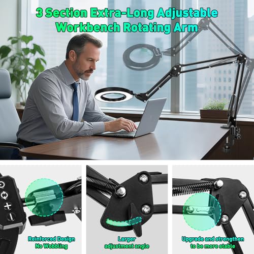 12X Magnifying Glass with Light and Stand, Soldering Helping Hands - color: Black, size: 12X