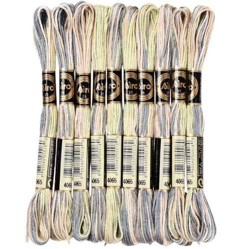 10 Skeins 87.5 Yards 6 Strands Hand Variegated Embroidery Floss Gradient Cross Stitch Thread Friendship Bracelet String Yarn Bracelets Threads Bulk for Sewing Crochet Crafts Stitching DIY - color: Colorful