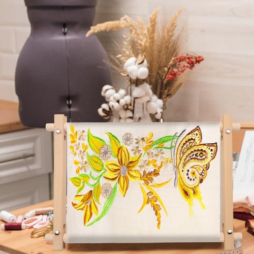 MUFEKUM Beech Wood Embroidery Tapestry Scroll Frame 17"x12" - style: 17"x12"
