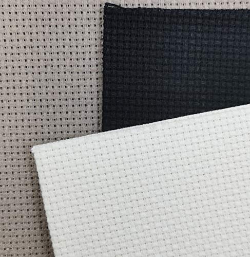 KCS 3 pc of 12" x 18" 14CT Counted Cotton Aida Cloth Cross Stitch Fabric (Ecru+Coffee+Black) - color: Ecru+coffee+black
