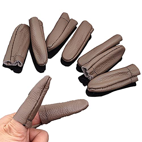 SUKPSY 3 Pairs Leather Finger Protector Thimble Hand Sewing Thimble Finger Guards Pads for Hand Craft Sewing Needlework Needle Felting Knitting(Random Color)