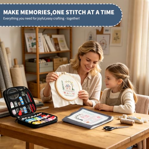Prdingfy 2026 Upgraded Embroidery Stitch Book Kit, 106 Patterns with Tools & Tutorials, 86 PCS Beginner Embroidery Kit, Portable All-in-One Hand Embroidery Book for Adults & DIY Craft Lovers