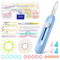 Gulfmew All in One Knitting Kit with Automatic Needle Threader, Sewing Accessories Set with Scissors, Stitch Markers & Portable Storage Case, Easy Threading Tool for Beginners, Crochet & DIY Crafts