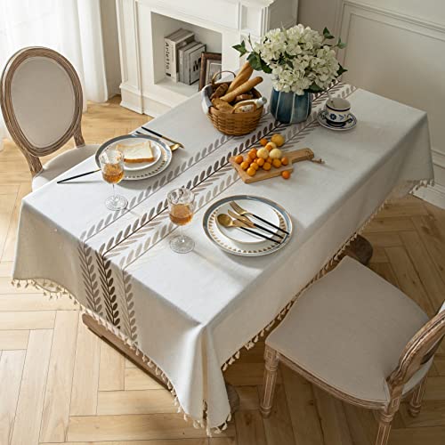 Oubonun Tablecloths for Rectangle Tables - color: Beige, Wine Leaf, size: 70" x 55" (Rectangular)