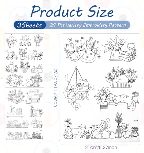 30 X 23 Cm Water Soluble Embroidery Patterns, Embroidery Patterns 24 Sheets