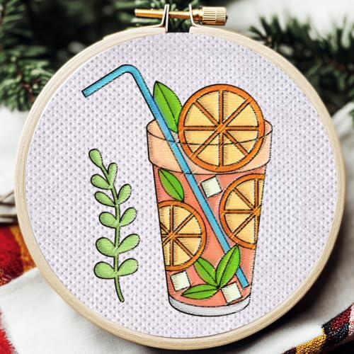 BENECREAT 4Sheets 81Pcs Cocktails Water Soluble Embroidery,11.7x8.3inch Wine Bottles and Lemon Stick and Stitch Embroidery Paper Stabilizer Hand Sewing for Shirts, Coats, Bags - color: Cocktails