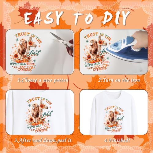Dazoratix Fall Christian Iron on Transfers - 20 Sheets Autumn Jesus DTF Ready to Press Bible Verse Pumpkin Heat Patches Religious Faith Stickers Vinyl Decals for T Shirts Clothes Pillow Bag DIY Crafts - style: Fall Christian