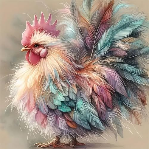 Chicken Counted Cross Stitch Kits for Adults, Colorful Rooster Stamped Cross Stitch Kits for Beginners, Needlepoint Cross-Stitch Patterns Embroidery Kits Arts and Crafts for Home Decor 14×14Inch - color: X250822-US