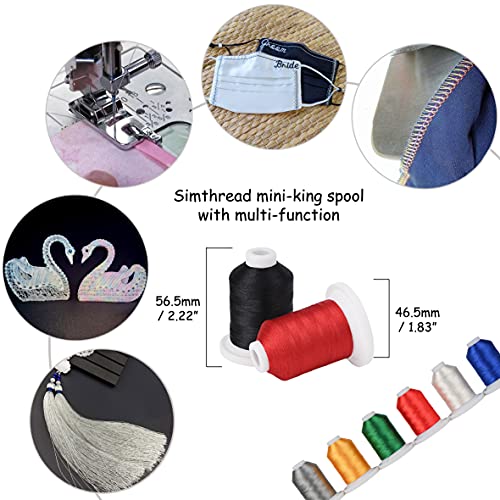Simthread Embroidery Thread with Storage Box - 800 Yards/Spools - color: Basic Colors