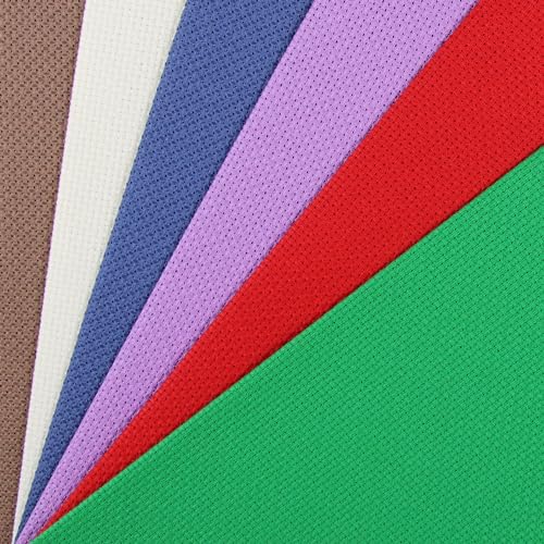KCS 6 pc of 12" x 18" (30cmx45cm) 14 Count Cotton Aida Cloth Cross Stitch Fabric (14CT-R) - color: 14ct-r
