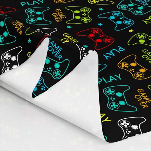 Boy Gamepad Waterproof Fabric by The Yard Game Console Home DIY Projects Hippie Graffiti Controller Soft Polyester No Stretch Fabric Quilting Sewing,5 Yards,180" L x 59" W - color: Game 02, size: 5 Yards