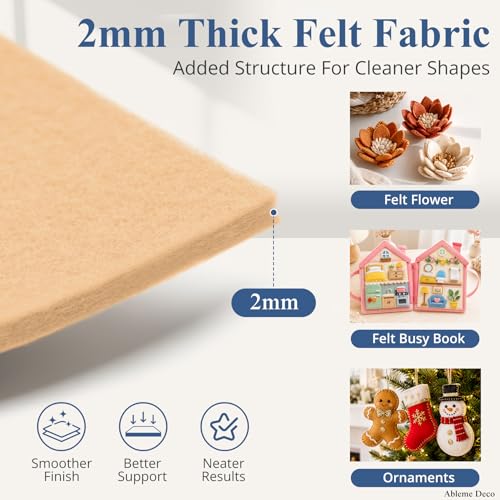 12" x 12" Felt Sheets for Crafts, 2mm Stiff Felt Fabric (12 Pcs), Nude - color: Nude