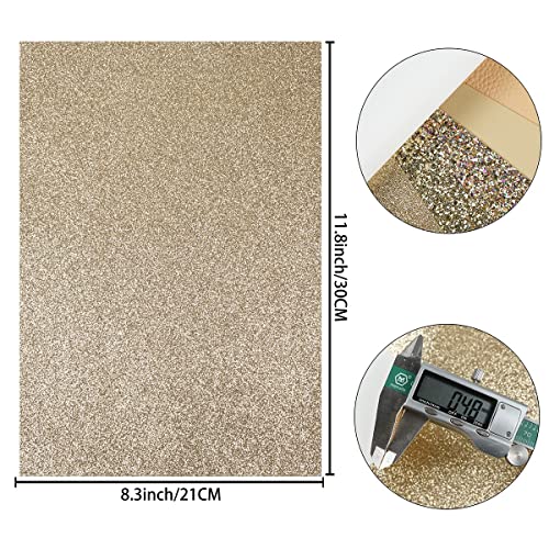 Litchi 6 Pack 8x12 Inch Faux Leather Sheets for Bow Earring, Easy to Cut Vinyl Fabric for Cricut, Durable Fade Resistant Leatherette Without Smell, Gold Series - color: Champagne Gold