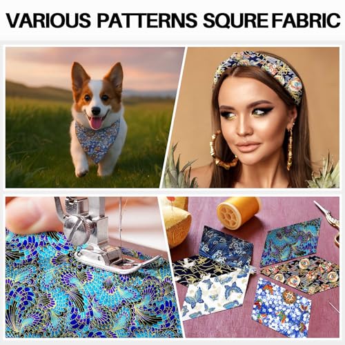 Japanese Style Fabric Squares Fat Quarters Cotton Bundle, Bright Style - color: Bright Style