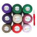 golo Crochet Thread Size 10 Embroidery Thread 10g X 9 Crochet Yarn for Hand Knitting 10-9-10 - color: 010-9-010