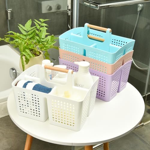 Portable Shower Caddy Basket with 3 Compartments and Handle, Dark Gray - color: Dark Gray