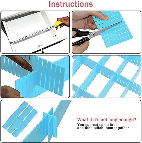 40Pcs Drawer Dividers, Adjustable Drawer Organizer for Socks, Underwear, Makeup, Can Help Tidy Kitchen, Bedroom, Dresser Blue - color: Blue, size: 40Pcs