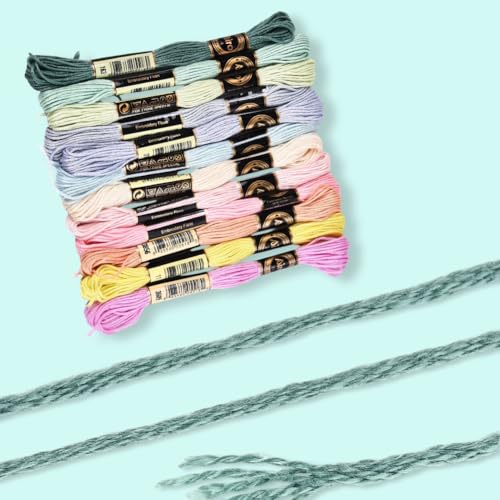 12 Skeins 6 Ply Candy Color Embroidery Floss for Hand Sewing - color: Light Color