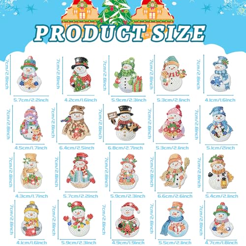 20 Pcs Christmas Diamond Art Ornaments Diamond Painting Keychain Kits - style: Snowman
