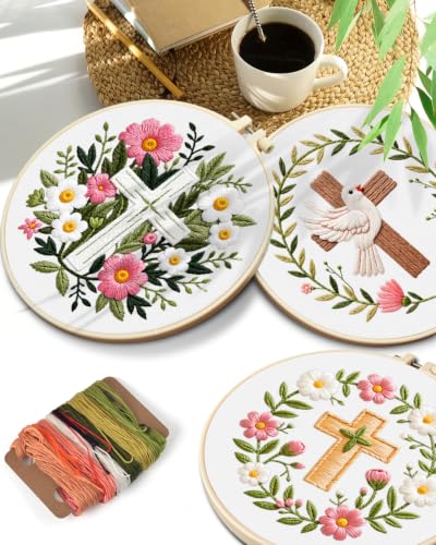 TINDTOP Embroidery Kit for Adult, Embroidery DIY Starter Kit - color: Cross