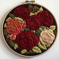 DIY Punch Needle Kits Red Roses with Hoop 20x20cm-1 - color: 06-Red Rose