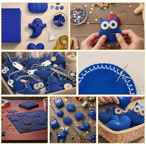 60PCS Felt Sheets Fabric, 4" X 4" Soft Felt Fabric for Crafts, Royal Blue - color: Royal Blue