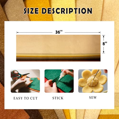 Brown 8 Assorted Soft Felt Sheets Fabric, Each 8'' x 36'' 1.6mm Thick - color: Brown Series
