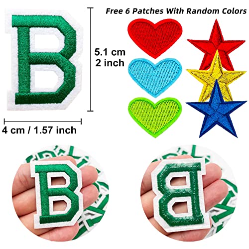 Jongdari Iron on Letters, 110 Pcs Alphabet Patches, Decorate Repair Letter Patches for Clothing Shirts Jackets Hats Jeans Shoes Bags (Green) - color: Green, size: 104 Letters + 6 Patches