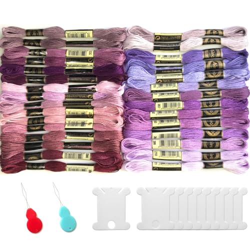 30 Skeins Embroidery Threads Embroidery Floss for Friendship Bracelet String Cross Stitch DIY String Art (Purple) - color: Purple