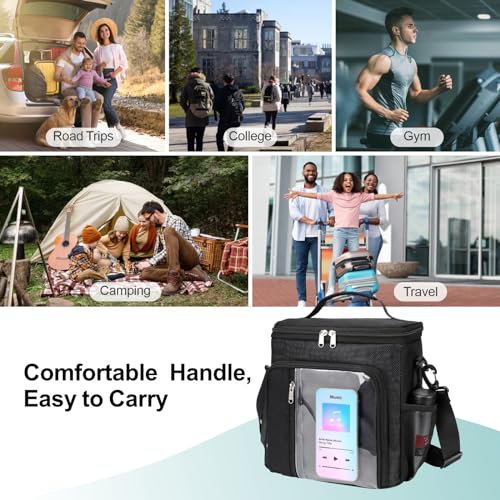 F-color Crossbody Shower Caddy Portable - Shower Bag with Hands-Free Strap - color: Black with Strap