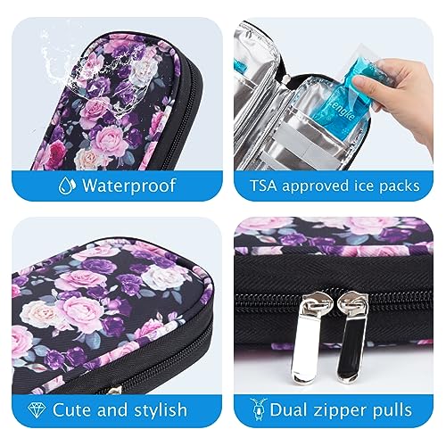 YOUSHARES Insulin Cooler Travel Case, Diabetic Travel Case TSA Approved with 2 Ice Packs for GLP-1, for Ozempic, for Insulin Pens and Insulin Vials for Daily & Travel - color: Pink Rose