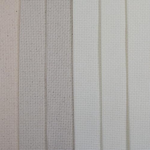 KCS 6 pc of 12" x 18"(30cmx45cm) 14CT Counted Cotton Aida Cloth Cross Stitch Fabric (Antique White+Oatmeal) - color: Antique White+oatmeal