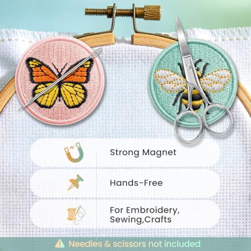 DELLAN 2-Pack Magnetic Needle Minder for Cross Stitch & Embroidery - color: Bee&Butterfly