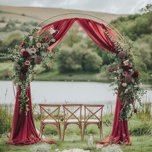 Wedding Arch Draping Fabric 1 Panel Burgundy Sheer Backdrop Drapes - color: Burgundy, size: 1 Panel