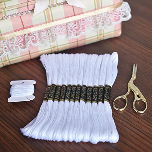 White Embroidery Floss, Embroidery Thread 12 skeins - color: 12 white, size: 12skeins
